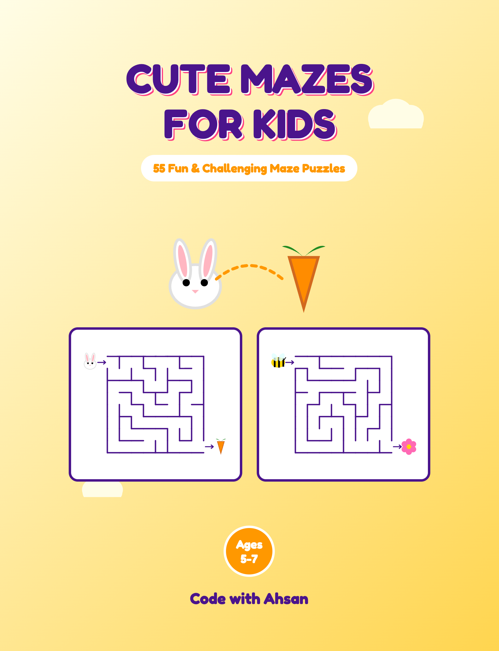 Front cover of Cute Mazes for Kids, generated entirely from code