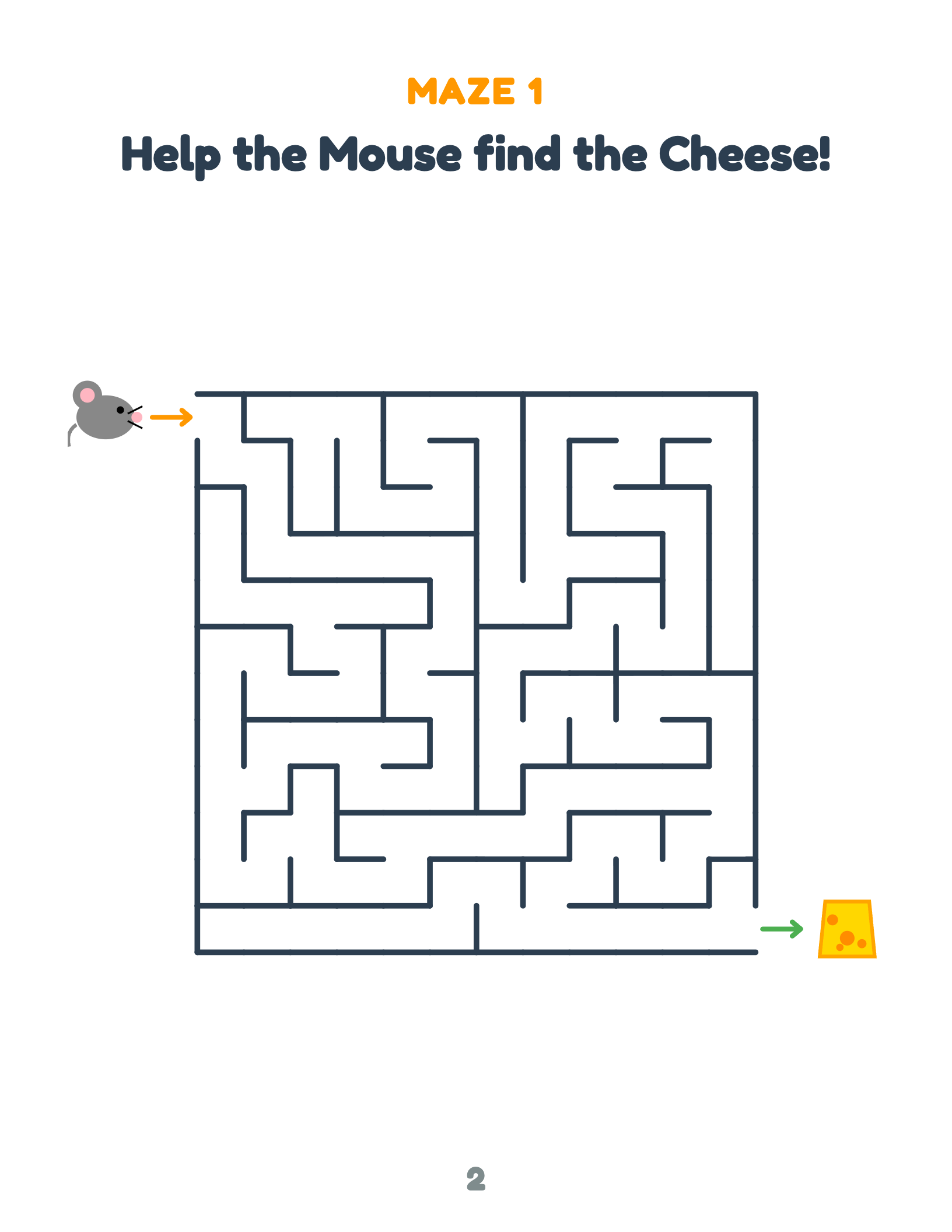 Maze 1: Help the Mouse find the Cheese, a 12x12 perfect maze