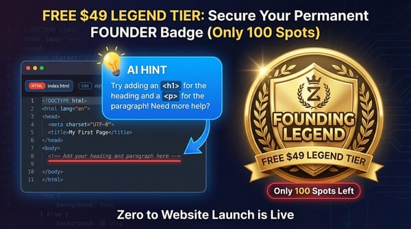 Stop Watching Tutorials: The Zero to Website Blueprint is Here (and 100 Founders Get FREE Legend Access)